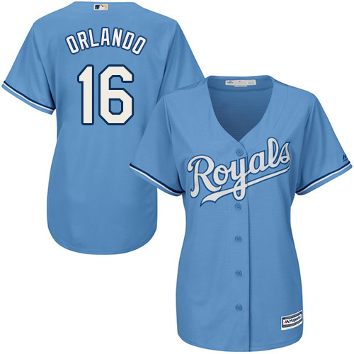 Royals #16 Paulo Orlando Light Blue Alternate Women's Stitched MLB Jersey - Click Image to Close